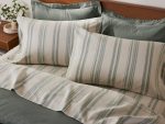 FA24_CloudBrushedOrganicFlannel_SheetSet_Queen_CamelTonalStripe_A_2205